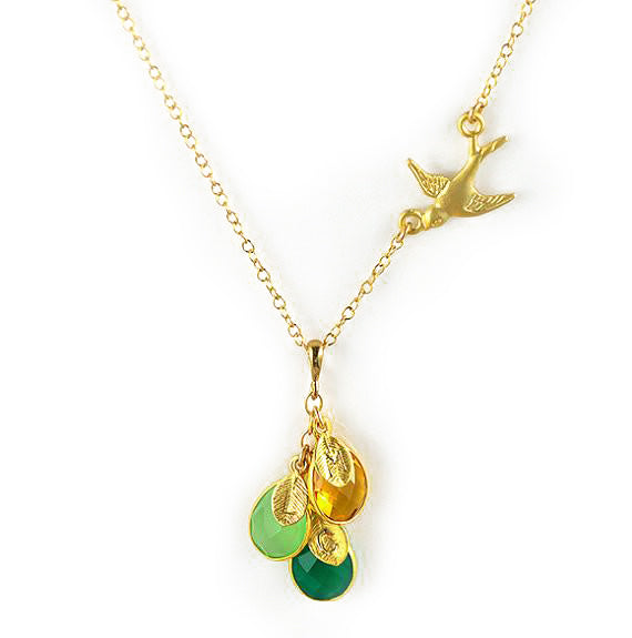 Golden Leaf Bird Pendant Necklace For Girls Nice Gift For Friends