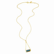 Labradorite Adira Bar Triangle Pendant Necklace, Sterling Silver, Gold Vermeil, Modern Boho Chic Frame Pendant Necklace for Women, Flashy Labradorite