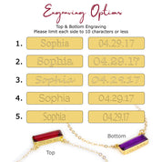 Choose from our engraving font options include modern thin, script, classic, block and typewriter. Please limit engraving text to 10 characters. 