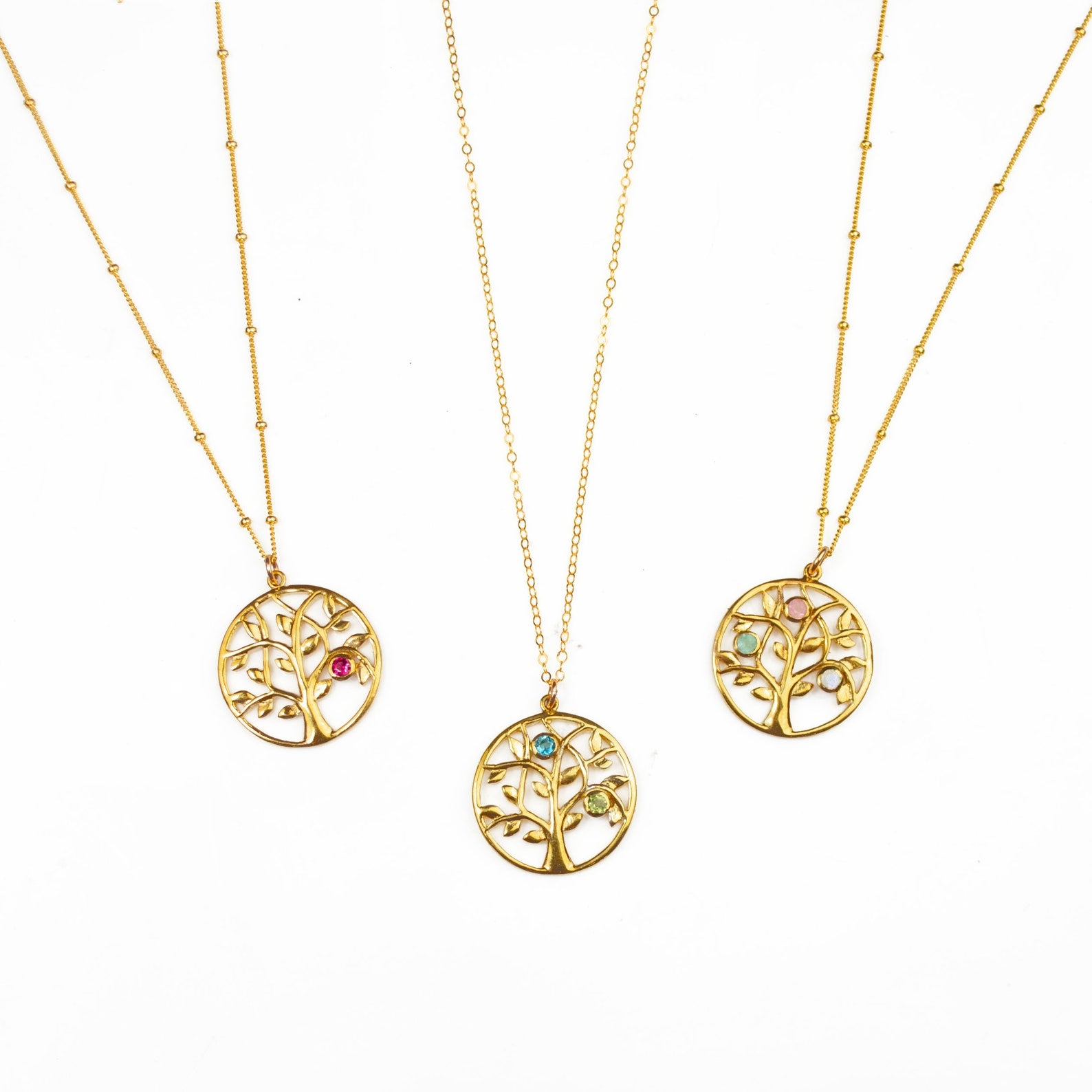 Custom Family Tree Birthstone Pendant Necklace, Sterling Silver, Gold Vermeil, Rose Gold Filled, Tree of Life Christmas Gift for Grandma, Mom, Nana