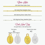 Chain styles are cable and satellite, name tag options are full name or script initials. Birthstone jewelry, new mom gift, new mom jewelry, christmas gift for mom, mothers day gift for mom, birthday gift for mom