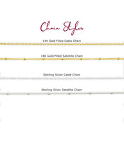 Chain style example with gold filled and sterling silver cable and satellite chains. 