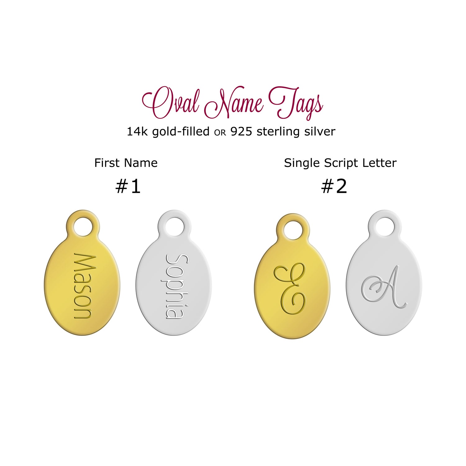 Engraved Oval Name or Letter Charm