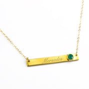 May Custom Bar Necklace with Bezel Birthstone