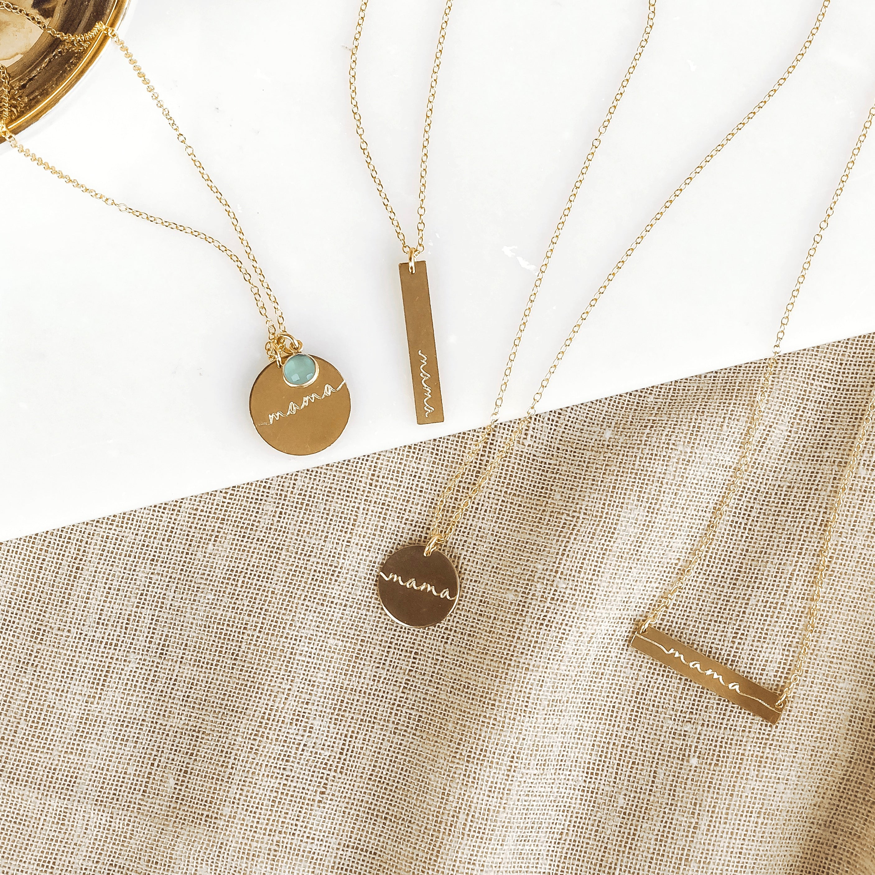 mama necklace collection disk necklace bar necklace vertical bar necklace disc necklace with birthstone