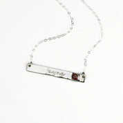 January Custom Bar Necklace with Bezel Birthstone
