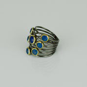 Lapis Ring, September Birthstone, Lapis Lazuli Ring, Mixed Metal Ring, Boho Ring, Bezel Set Ring