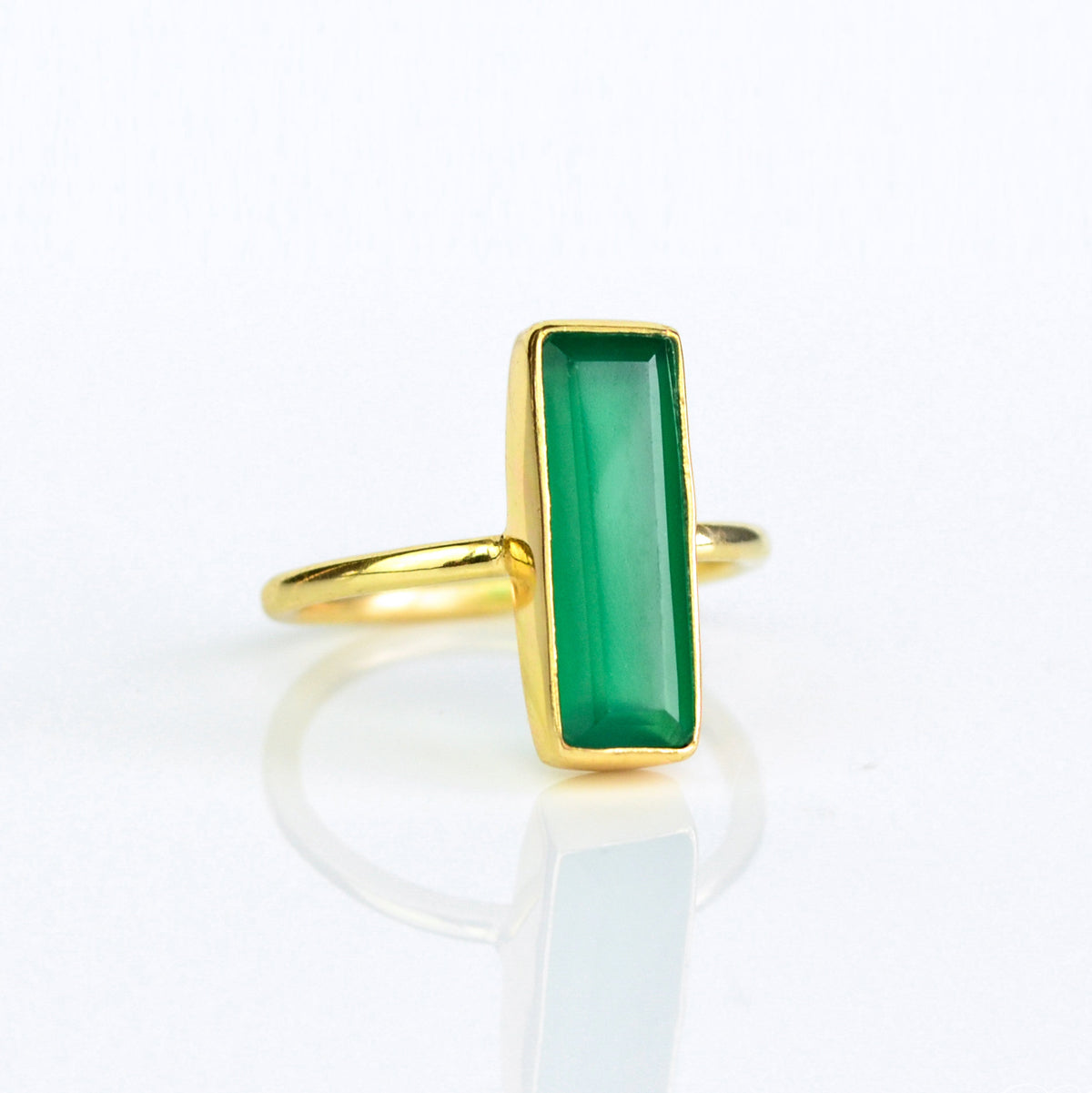 Green Onyx Bar Ring : May Birthstone – Danique Jewelry