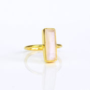 Natural Moonstone jewelry, June birthstone ring, shimmering feldspar Moonstone, minimalist gemstone bar ring, bezel-set Moonstone, vertical design, Adira Series, eye-catching June ring, elegant Moonstone band, unique fashion jewelry