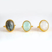 Smokey Quartz large oval bezel set ring