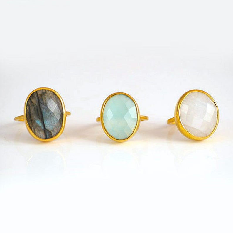 Smokey Quartz large oval bezel set ring