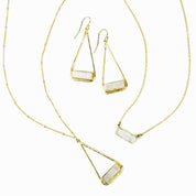 Moonstone Adira Bar Triangle Pendant Necklace, Sterling Silver or Gold Vermeil, Modern Boho Chic Frame Pendant Necklace for Women, June Birthstone