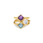 Diamond Shape Blue Topaz Stacking Ring | December Birthstone, Custom diamond birthstone ring for mom, Sterling Silver, 18k Gold Vermeil Gemstone Ring