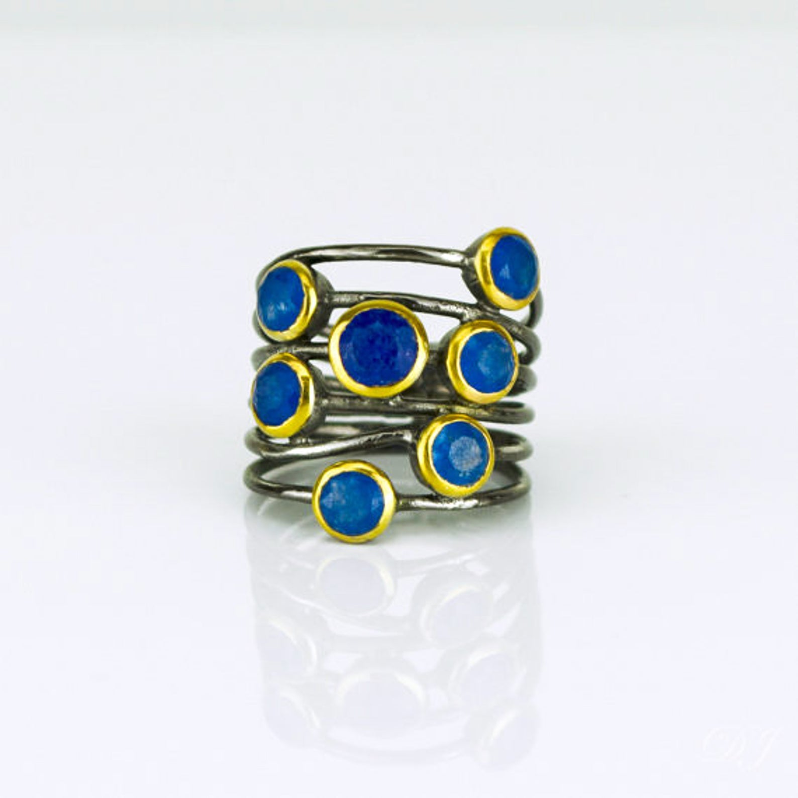 Lapis Ring, September Birthstone, Lapis Lazuli Ring, Mixed Metal Ring, Boho Ring, Bezel Set Ring