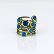 Lapis Ring, September Birthstone, Lapis Lazuli Ring, Mixed Metal Ring, Boho Ring, Bezel Set Ring