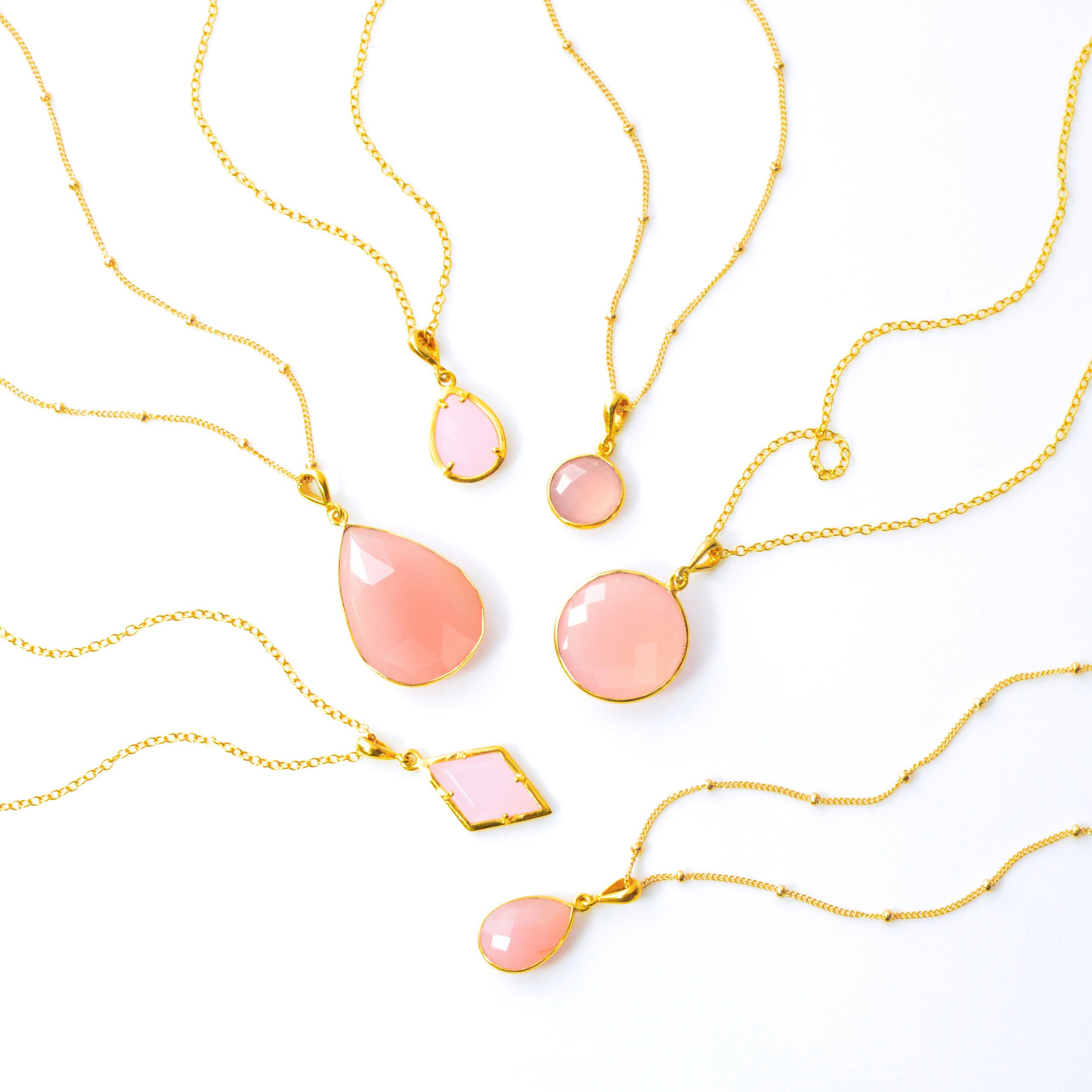 Pink Chalcedony Necklace : October Birthstone