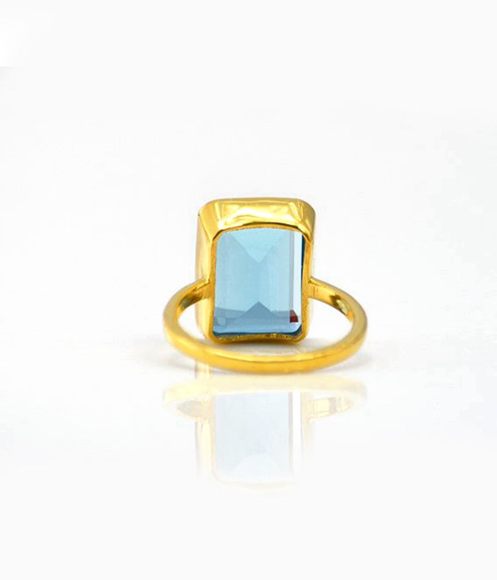 Green Amethyst rectangle bezel set ring: February Birthstone