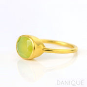 Green Chalcedony oval bezel set ring - August Birthstone
