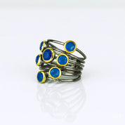 Lapis Ring, September Birthstone, Lapis Lazuli Ring, Mixed Metal Ring, Boho Ring, Bezel Set Ring