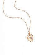 Custom Leaf Pendant Birthstone Necklace, Sterling Silver, Rose Gold, Gold Vermeil Necklace for Mom, Nature Inspired Plant Necklace with Gemstones