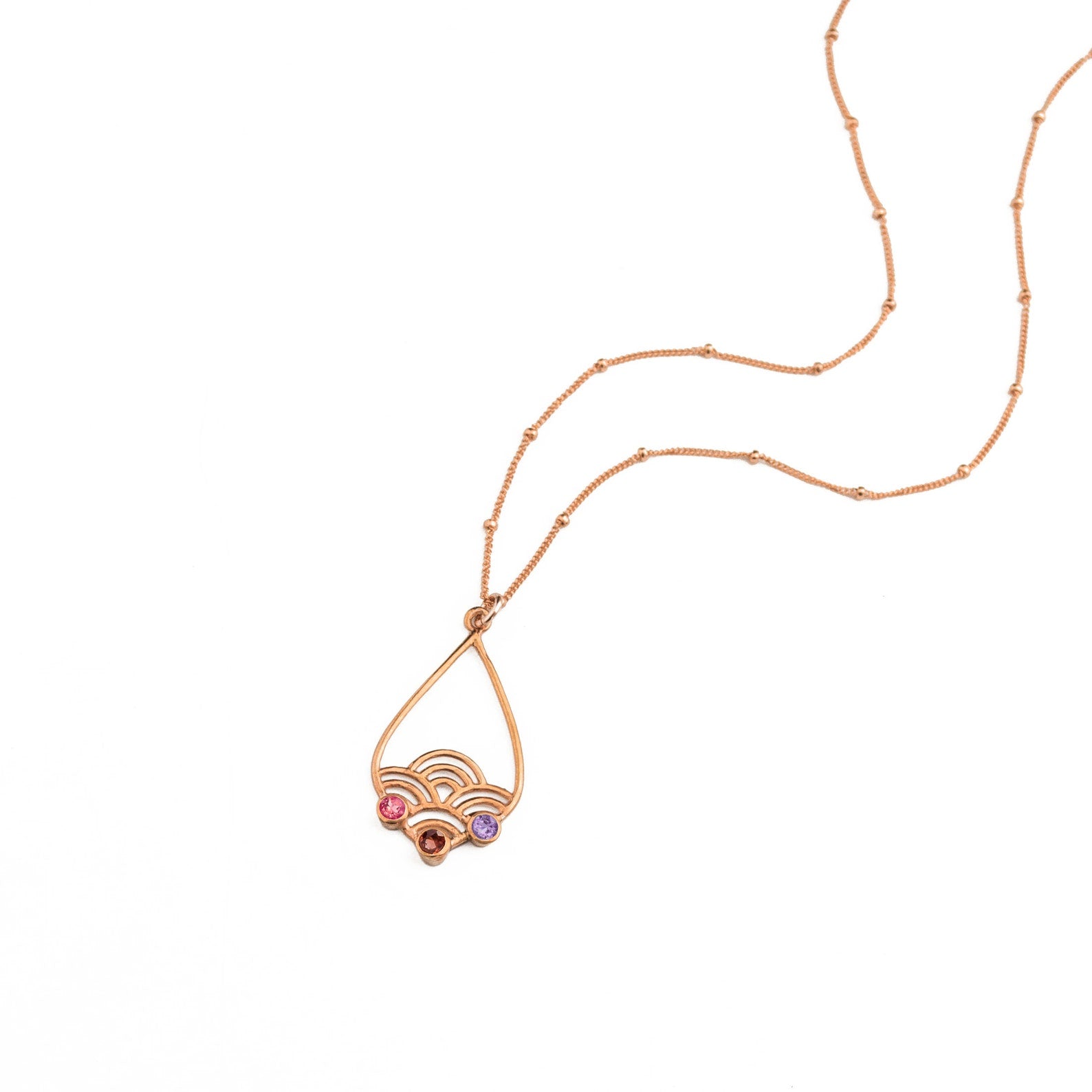 RoseGoldbezelsetbirthstonependantnecklacewithwavecharmmotherspendantnecklacewithkidsbirthstones.jpg
