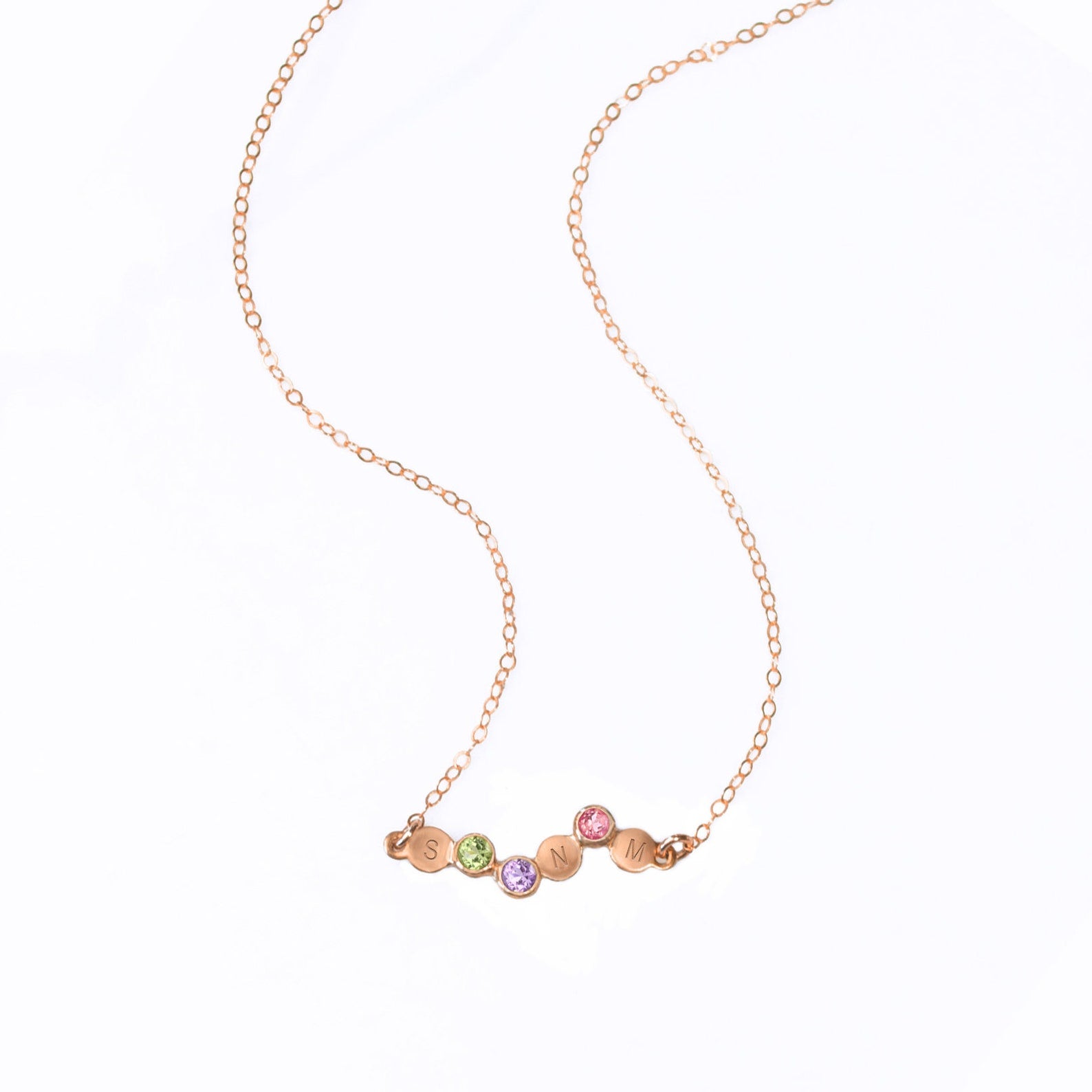 Cherished Connections Birthstone and Initial Necklace Horizontal Connector Pendant