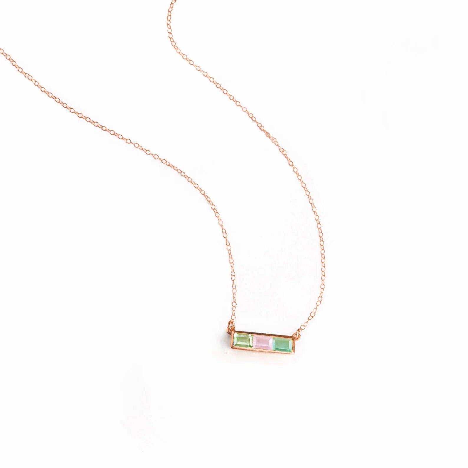 Custom Multi-Birthstone Horizontal Bar Necklace