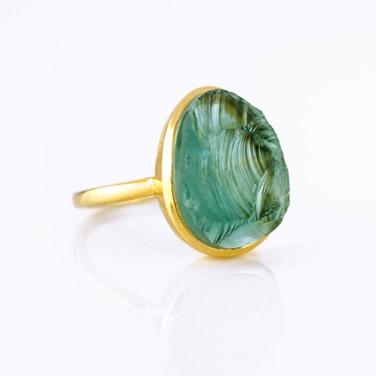 Rough Cut Green Tourmaline Ring
