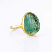Rough Cut Green Tourmaline Ring