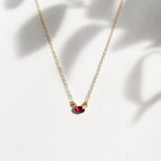 Oval Cut Birthstone Bezel Connector Necklace