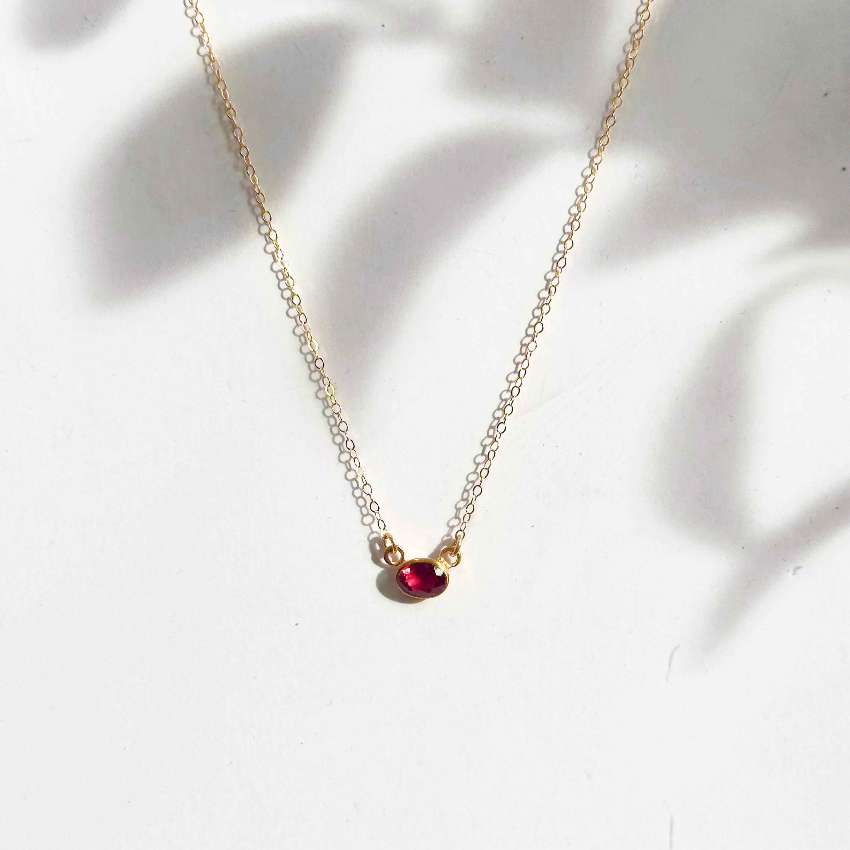 Oval Cut Birthstone Bezel Connector Necklace
