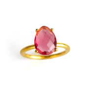 Ruby Teardrop Prong Set Ring • July Birthstone