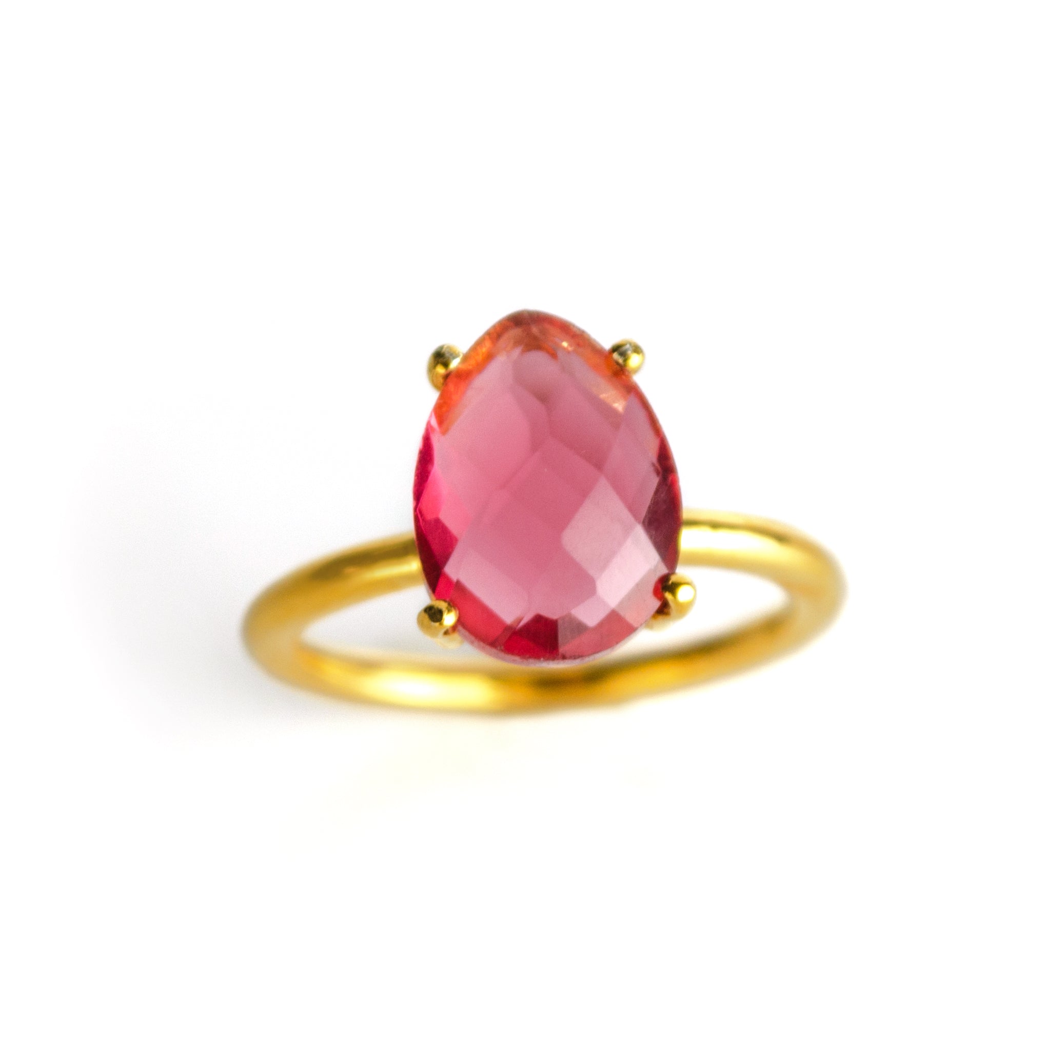 Ruby Teardrop Prong Set Ring • July Birthstone