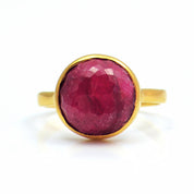 Ruby round bezel set ring - July Birthstone
