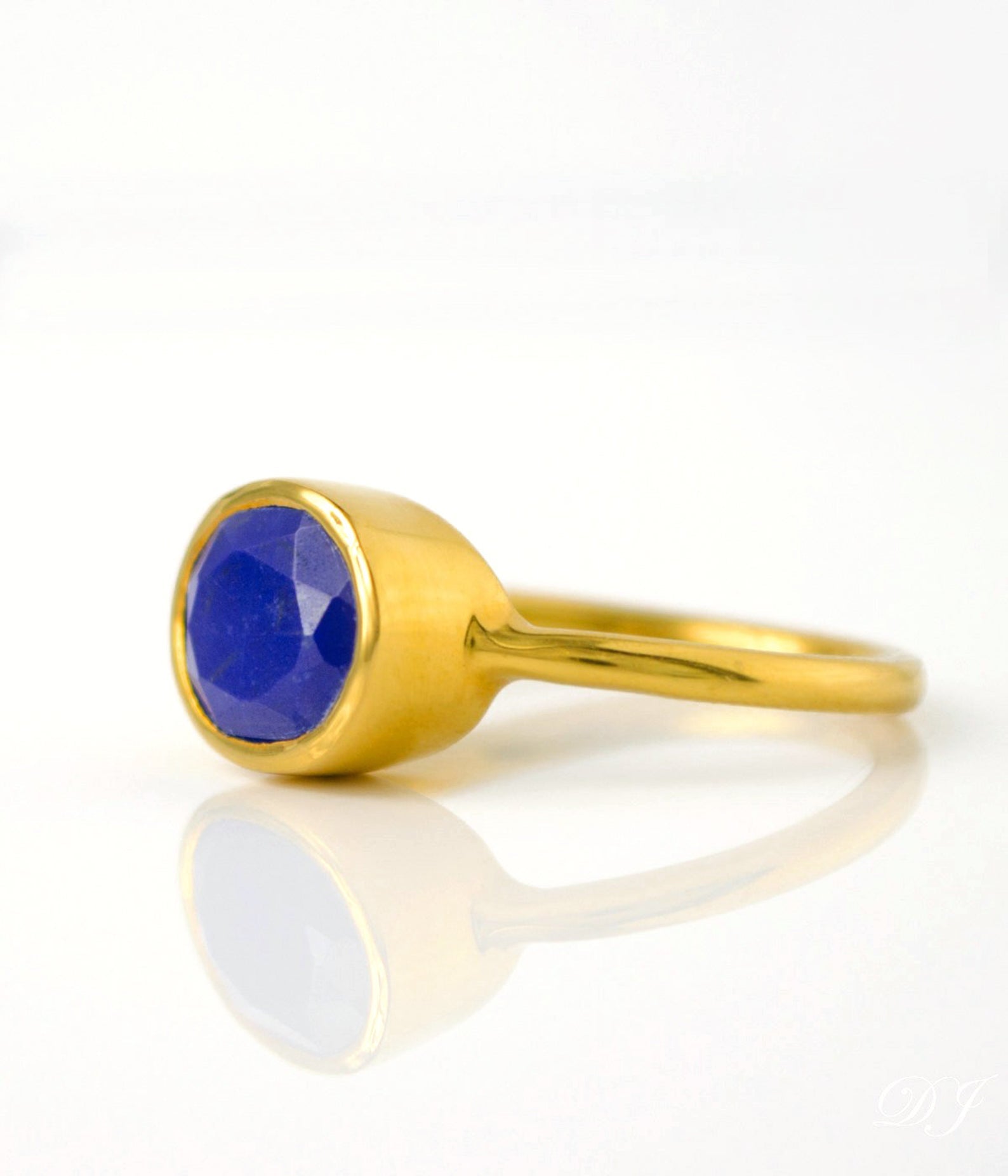 Lapis oval bezel set ring : September Birthstone