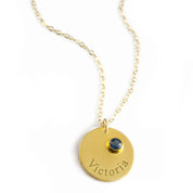 November Engraved Disk Pendant Necklace