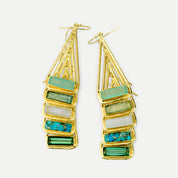 Adira Series | Labradorite Triangle Bar Dangle Earrings, Sterling Silver or Gold Fill, Boho Chic Frame Earrings for Women, Custom Made Birthstone