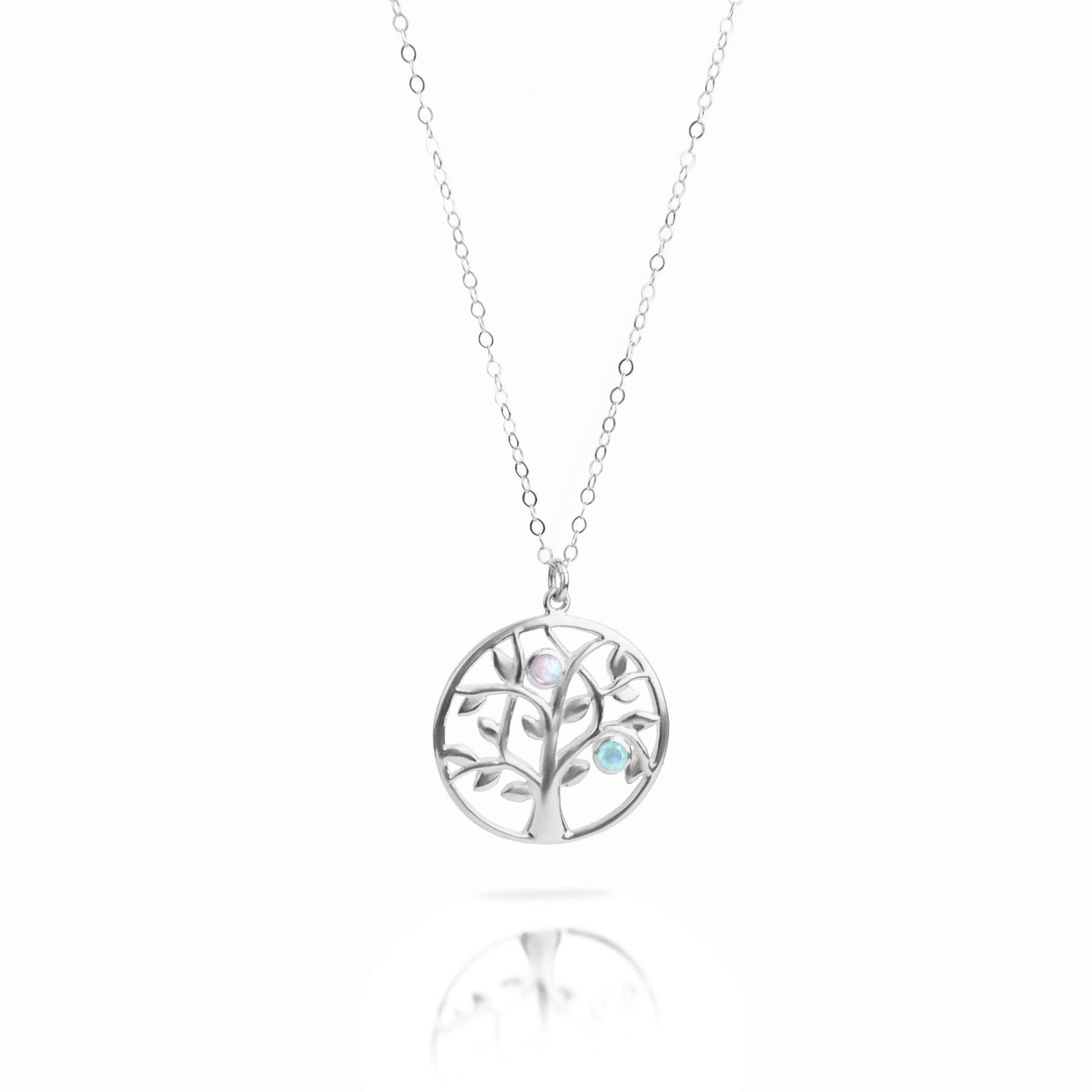 Custom Family Tree Birthstone Pendant Necklace, Sterling Silver, Gold Vermeil, Rose Gold Filled, Tree of Life Christmas Gift for Grandma, Mom, Nana