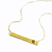 November Custom Bar Necklace with Bezel Birthstone