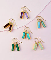 Green Onyx Bar Earrings : May Birthstone : Adira Series