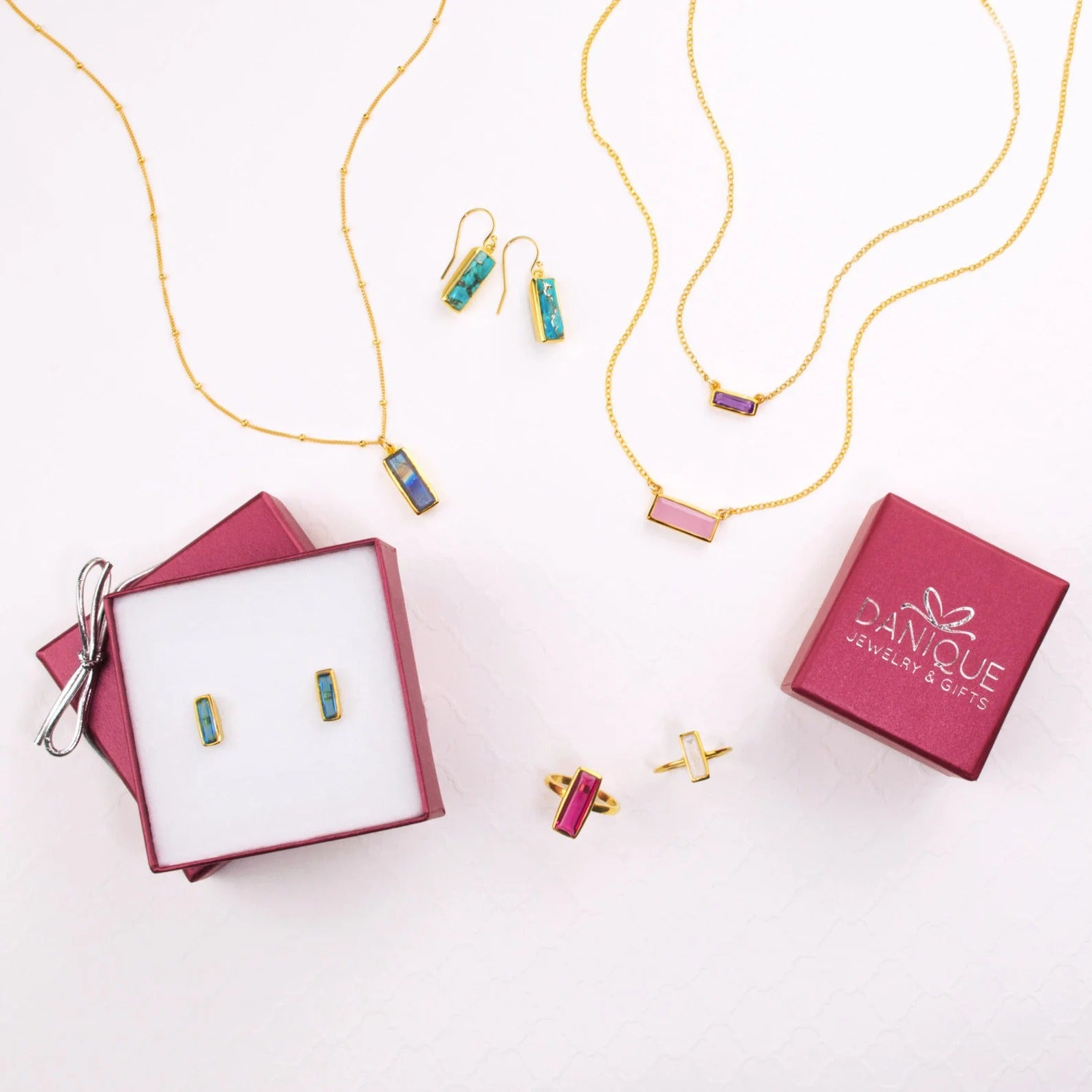 Custom Multi-Birthstone Horizontal Bar Necklace