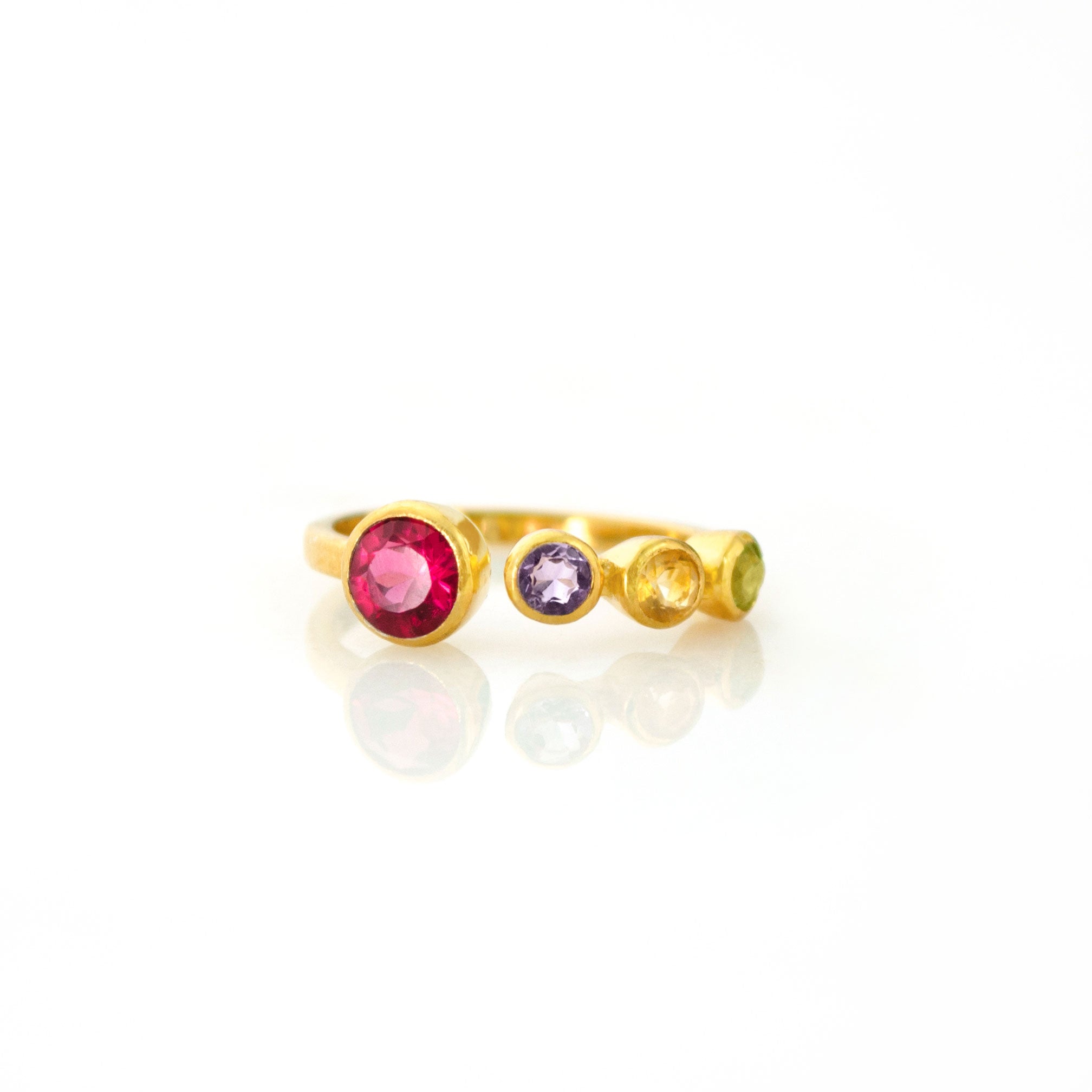 Custom Birthstone Adjustable Ring - Mom of Three Kids