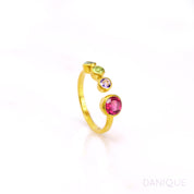 Custom Birthstone Adjustable Ring - Mom of Three Kids