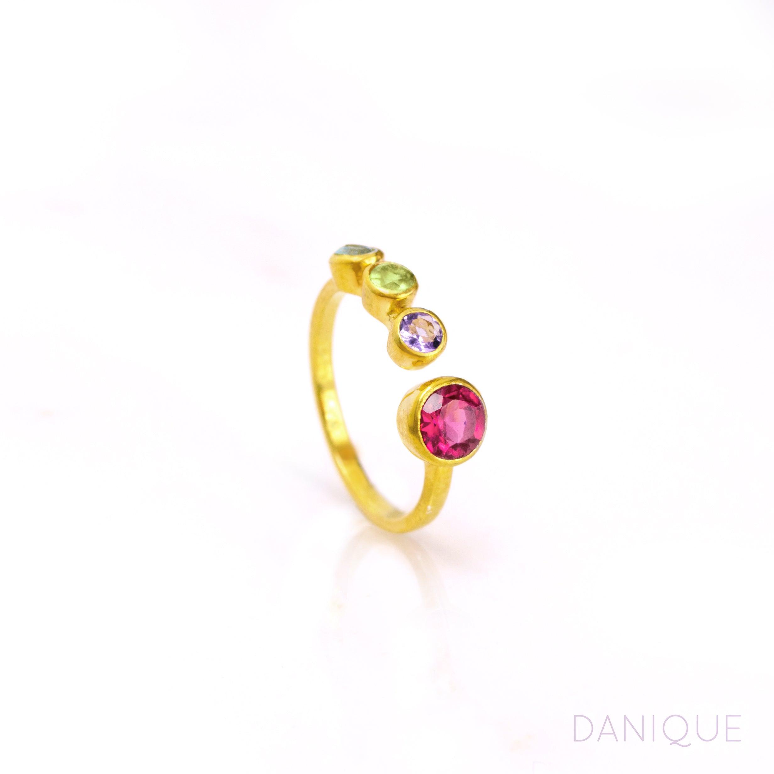 Custom Birthstone Adjustable Ring - Mom of Three Kids