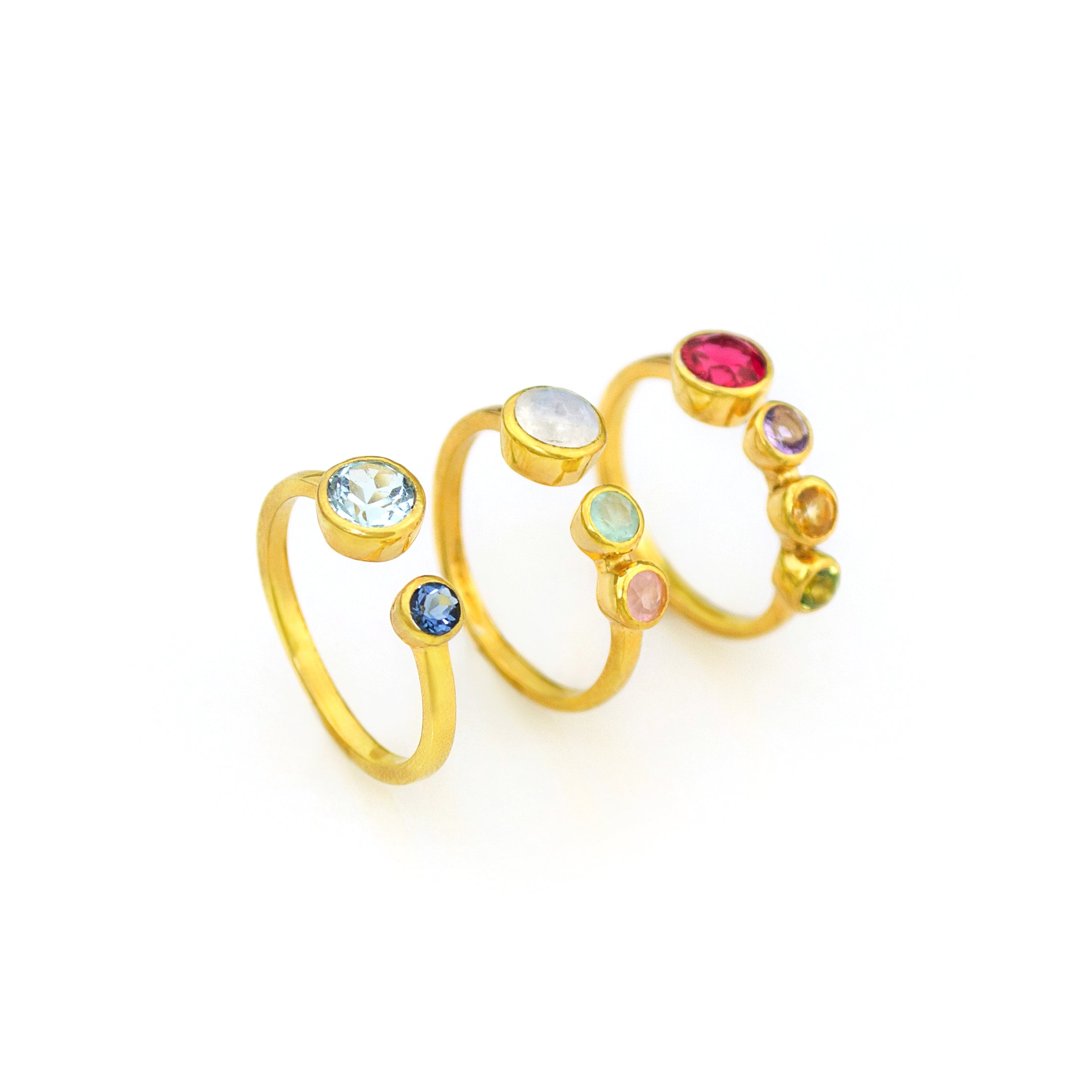 Custom Birthstone Adjustable Ring - Mom of Three Kids