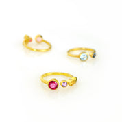 Custom Birthstone Adjustable Ring - Mom of Three Kids