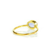 rear view of a gold alexandrite ring shown on white background. stackable! Stacking rings, bezel set, small oval, tiny oval, dainty oval, birthstone rings, sterling silver stamp, birthstone ring, birthstone jewelry, purple gemstone, purple birthstone, june birthstone, june gemstone, stack set, stacking rings, gemstone ring, birthstone ring, mother's day gift for her, gift for mom, gift for fiance, gift for girlfriend, wedding jewelry, bridesmaid jewelry, anniversary jewelry, anniversary gift, birthday gift