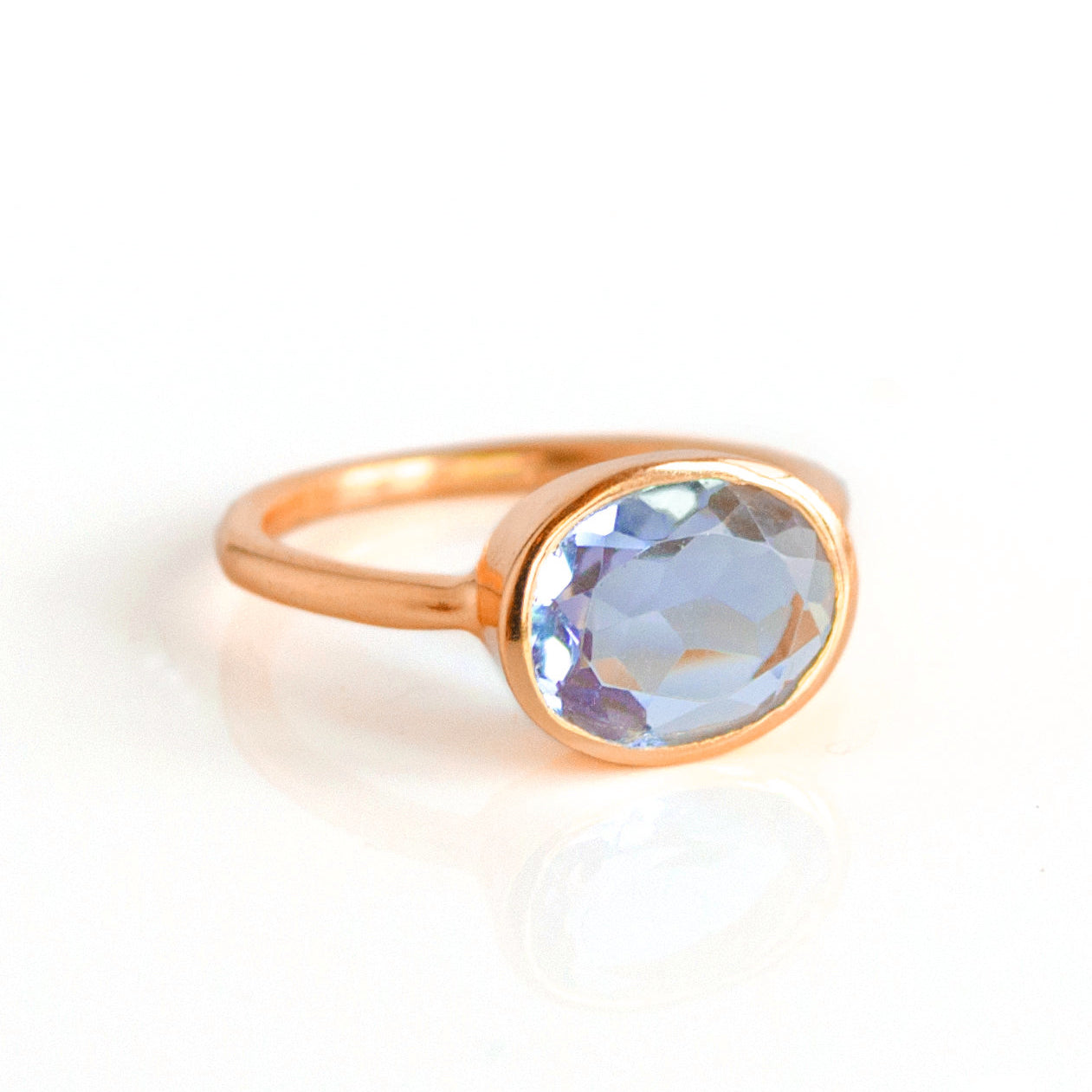 Stacking Bezel Set Oval Alexandrite Ring June Birthstone Danique Jewelry