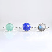 Rainbow Moonstone Round Prong Ring : June Birthstone