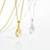 April Birthstone & Name Necklace | Clear Quartz, Personalized Birthday Gift for Women, Sterling Silver or Gold Filled, Meaningful Jewelry Gift for Her